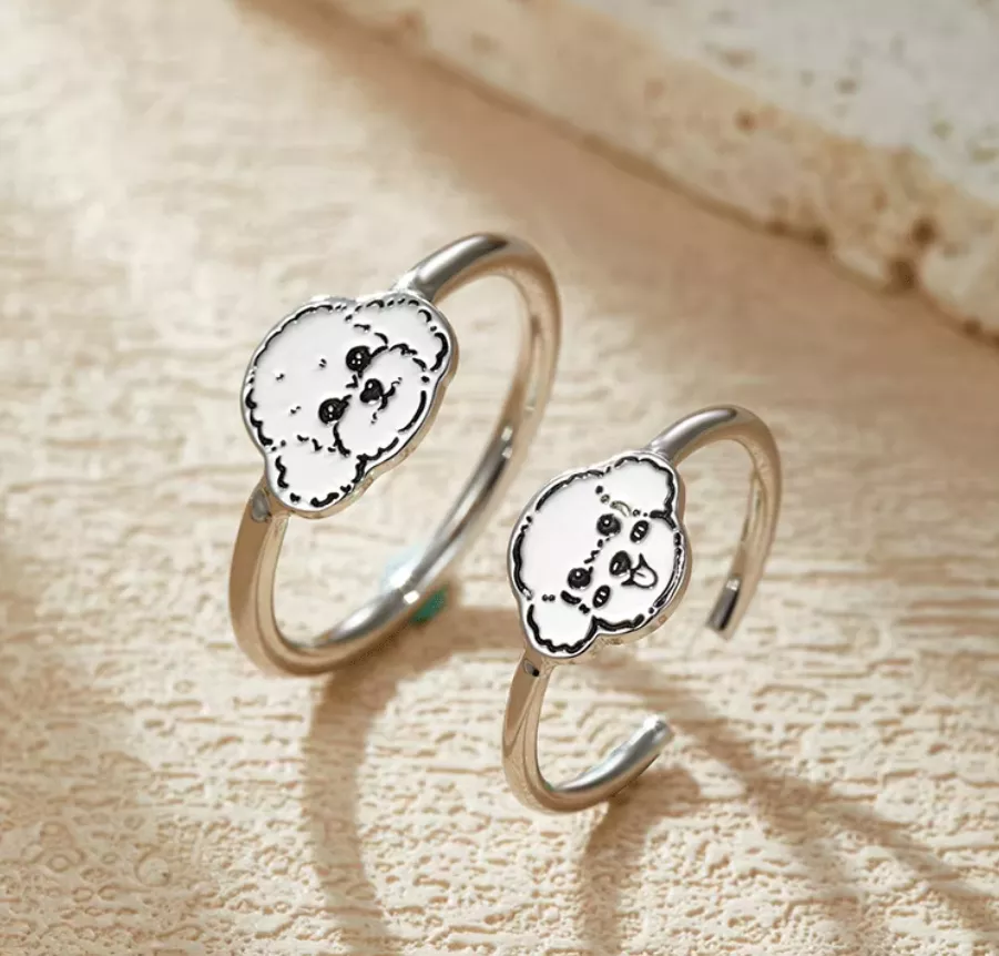 🐾客製純銀頭像戒指｜男女情侶款，吊墜背面可刻字