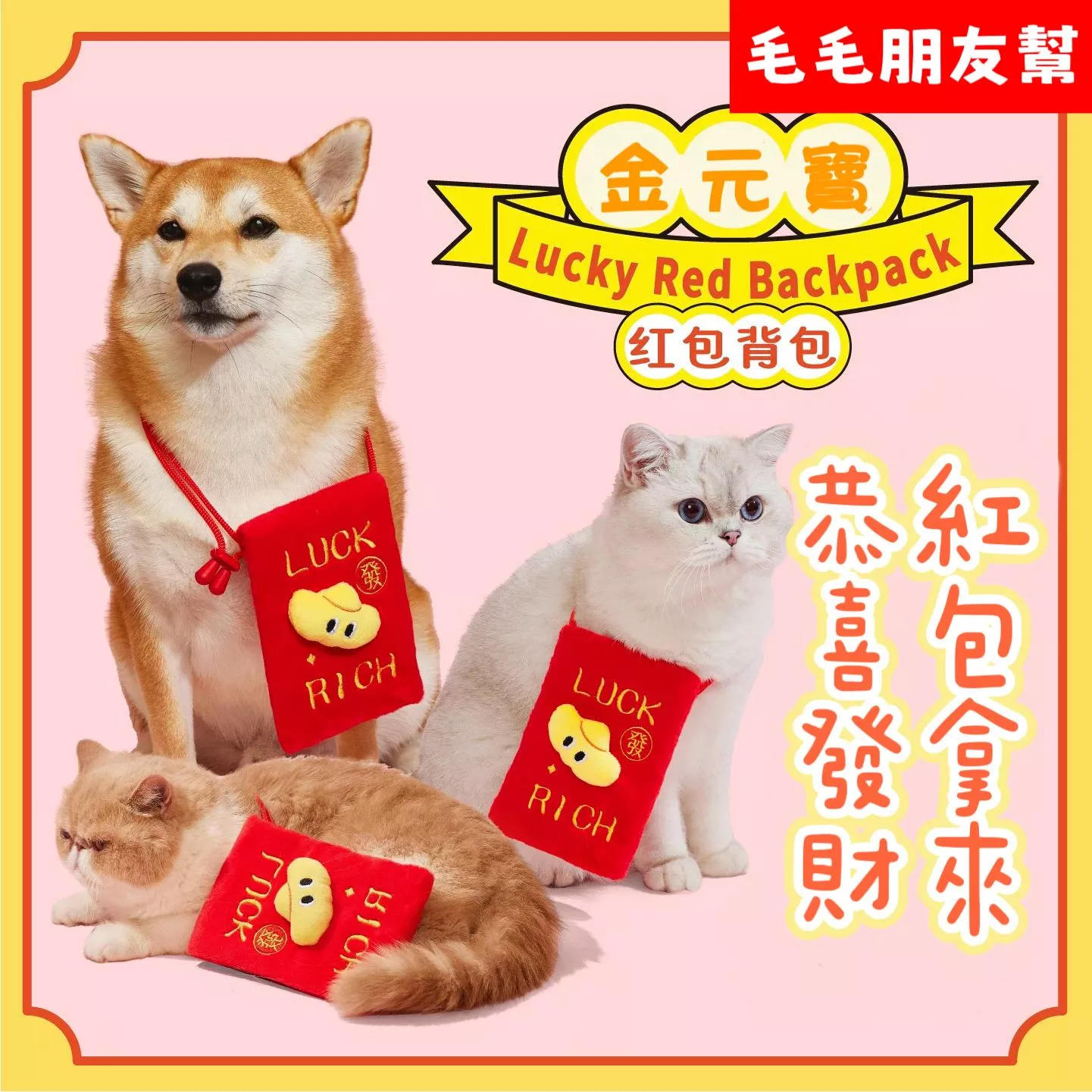 🧧主人寵物都可背紅包｜過年一起討紅包🧨長度可調節‼️也可放東西喔❤️‍🔥