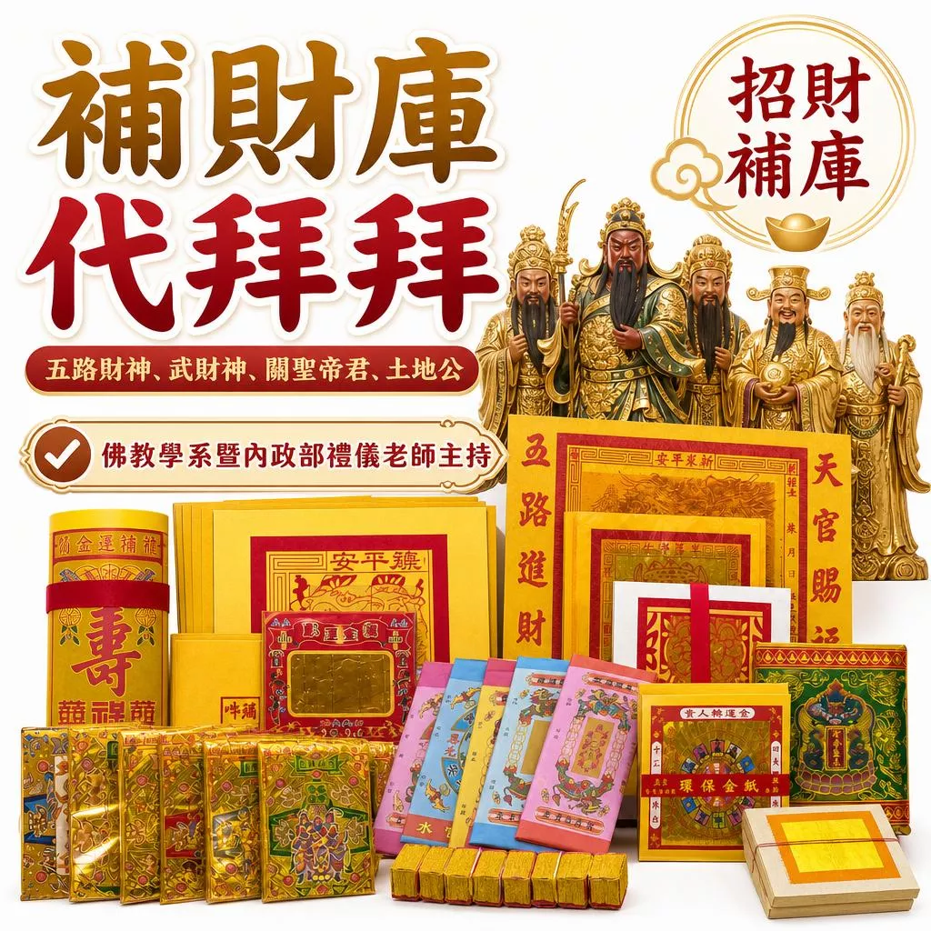 招財補庫 武財神補財庫 五路財神爺 補財庫金紙 五路財神 財神金 金紙 武財神 文財神 補財庫