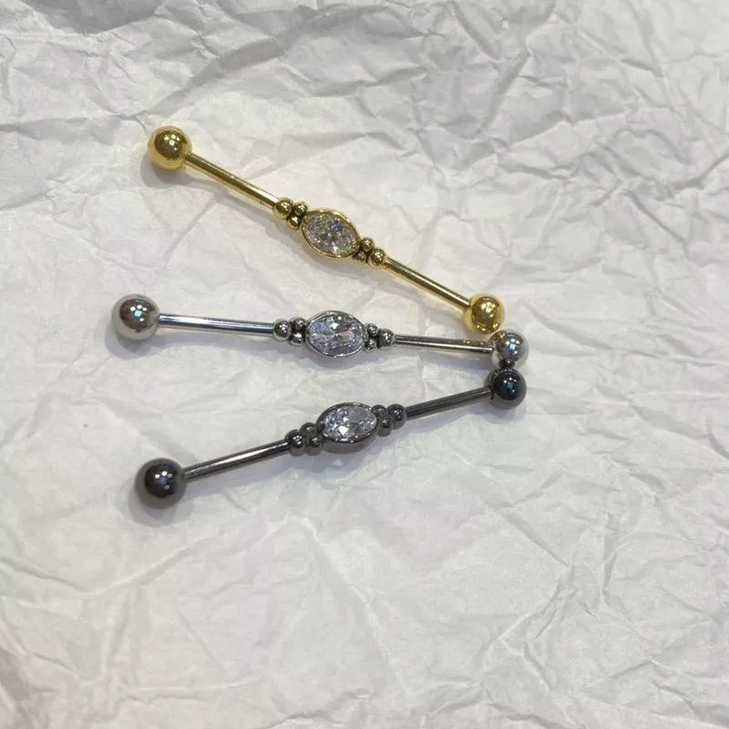 阿君的店 英國製工業環 316醫療鋼 水鑽貫穿環耳橋雙耳骨