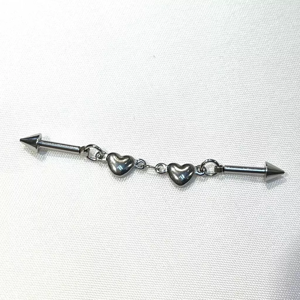 阿君的店｜316L醫療鋼抗過敏 愛心工業環耳橋雙耳骨貫穿耳骨環