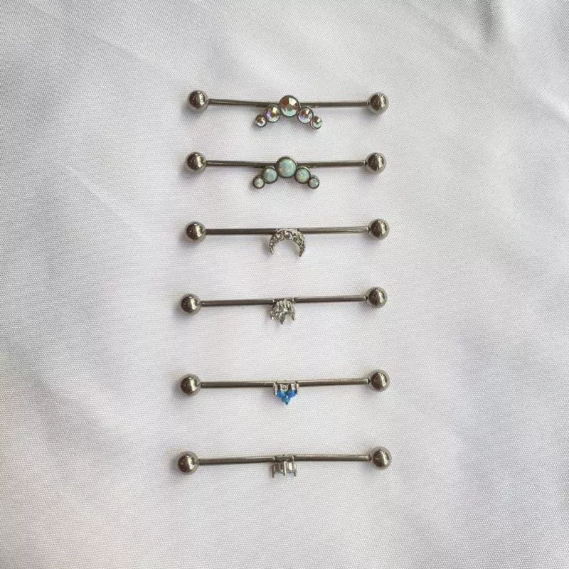 阿君的店 316L醫療鋼抗過敏 工業環耳橋雙耳骨貫穿耳骨環