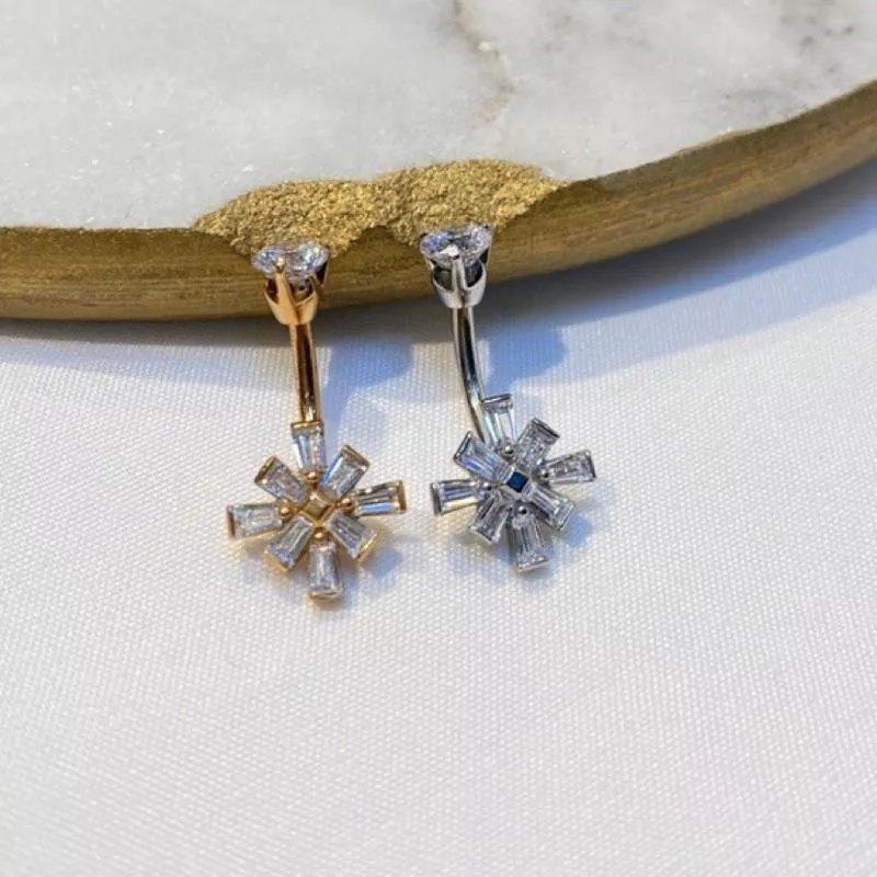 阿君的店 醫療鋼 抗過敏 聚焦幾何鋯石水鑽肚環 肚臍環