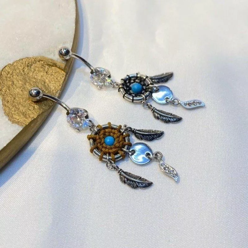 阿君的店 醫療鋼 抗過敏 捕夢網編織垂墜式肚環