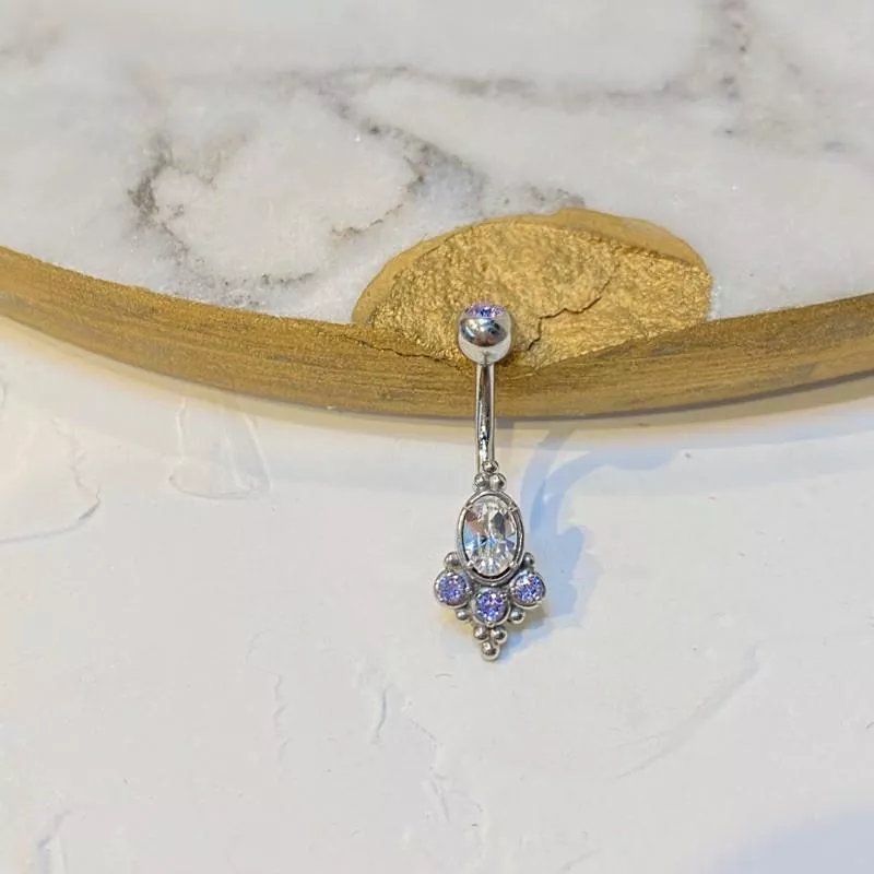 不銹鋼 歐美風巴洛克水鑽肚環（熱銷款）-銀色