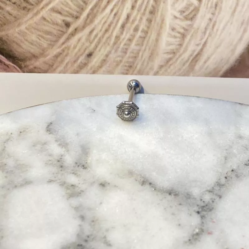 阿君的店 鈦鋼材質 復古蜘蛛網造型平面扁平舌環