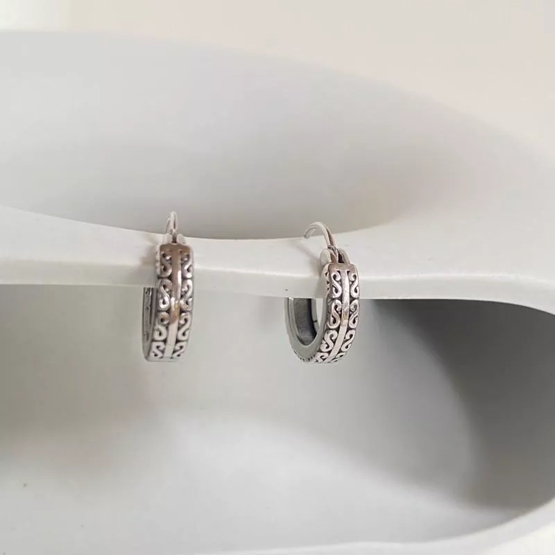 阿君的店 韓系個性明星鈦鋼中性S螺旋紋路造型耳環