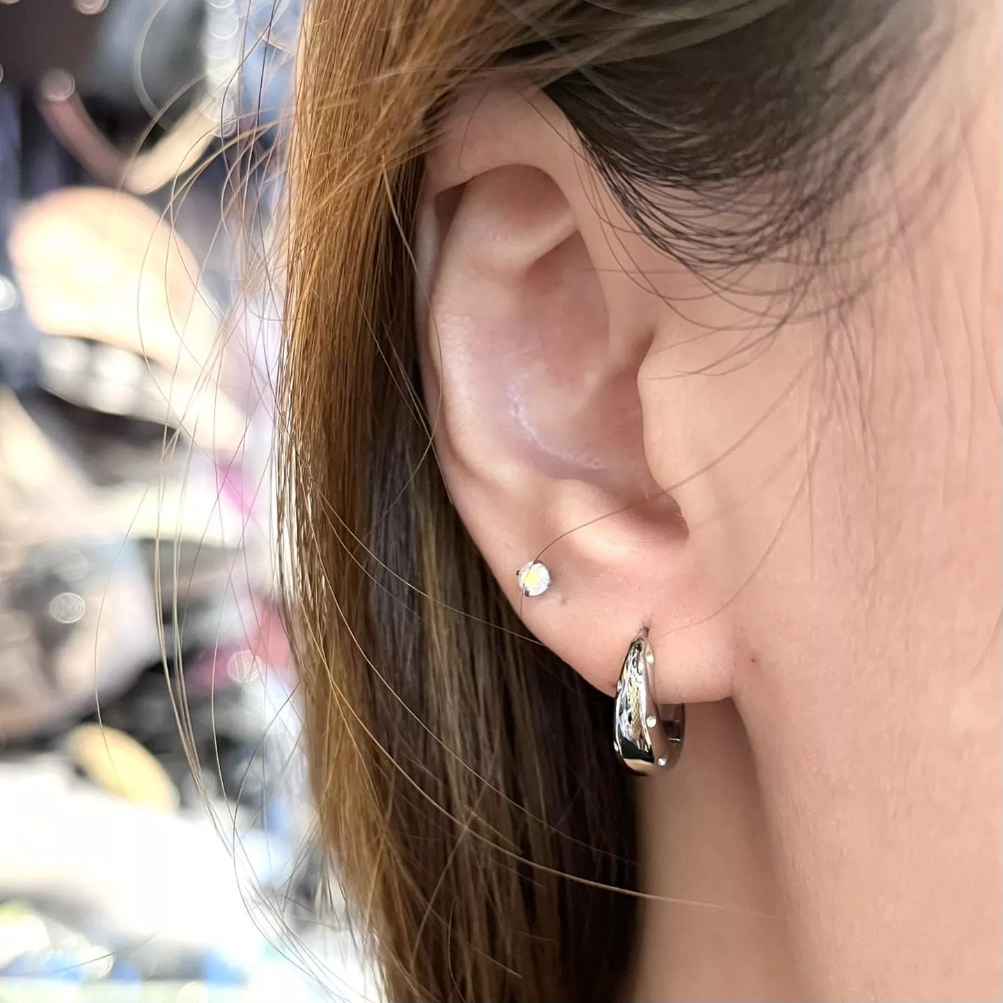 阿君的店｜台灣製 316L醫療鋼 水滴洞洞易扣耳圈耳環