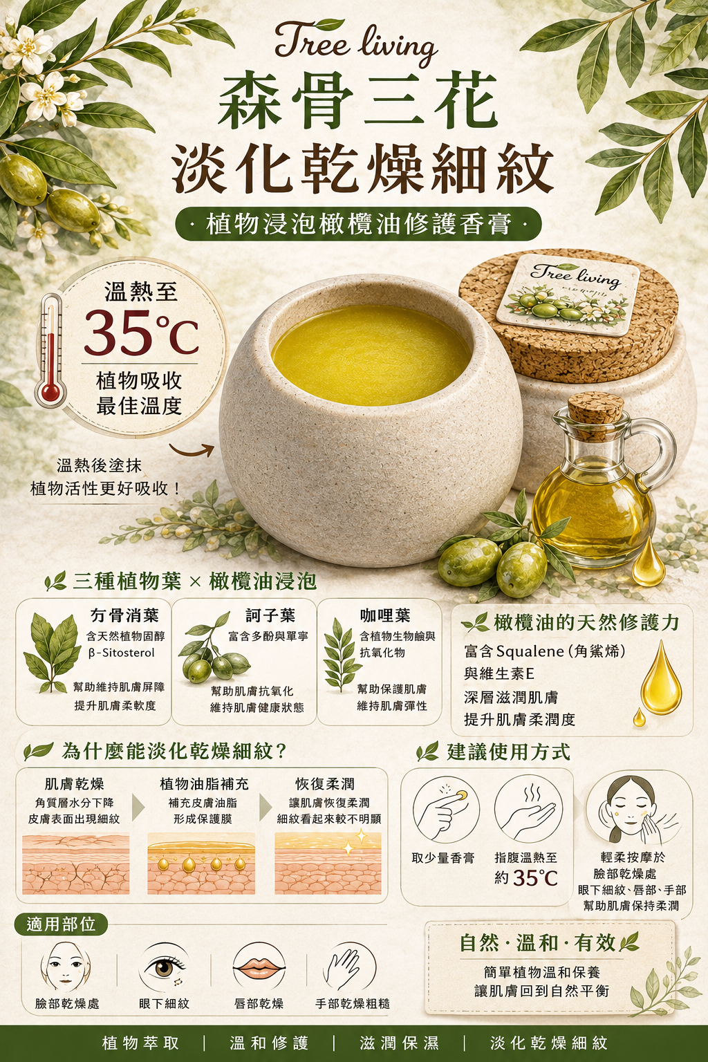 TreeLiving 森骨三花靜柔香膏