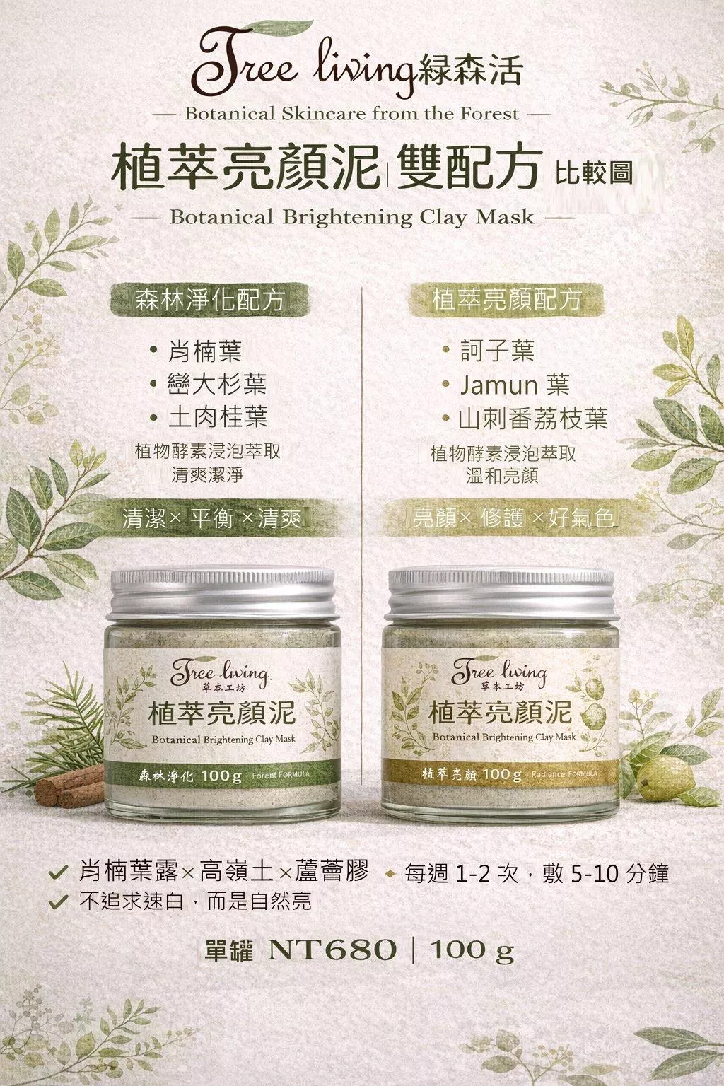 「綠森活植萃亮顏泥 – TreeLiving」