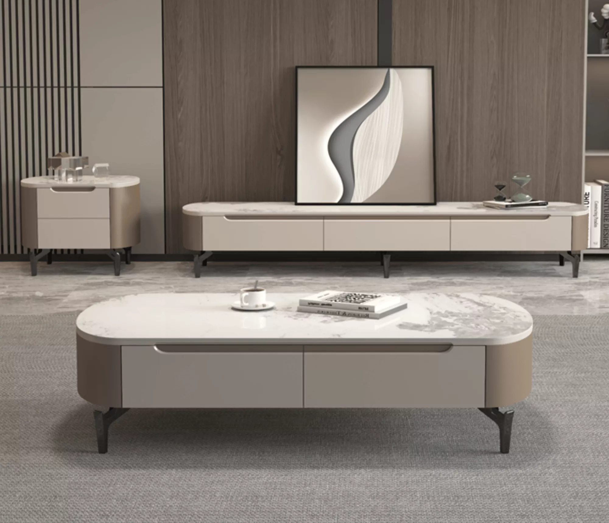 暮杏之弧｜柔圓三件式客廳組