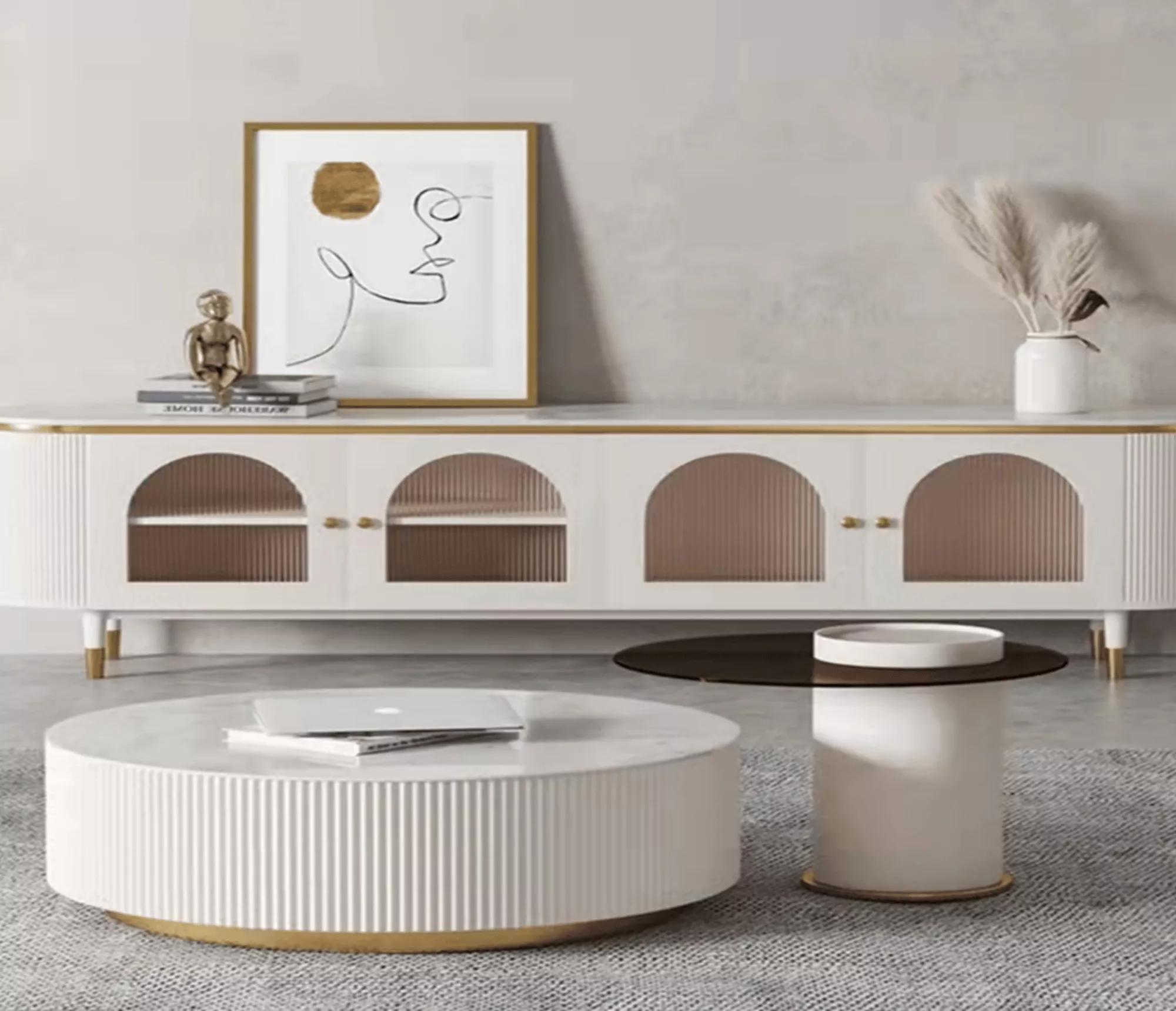 奶霜甜心｜圓拱茶几電視櫃組