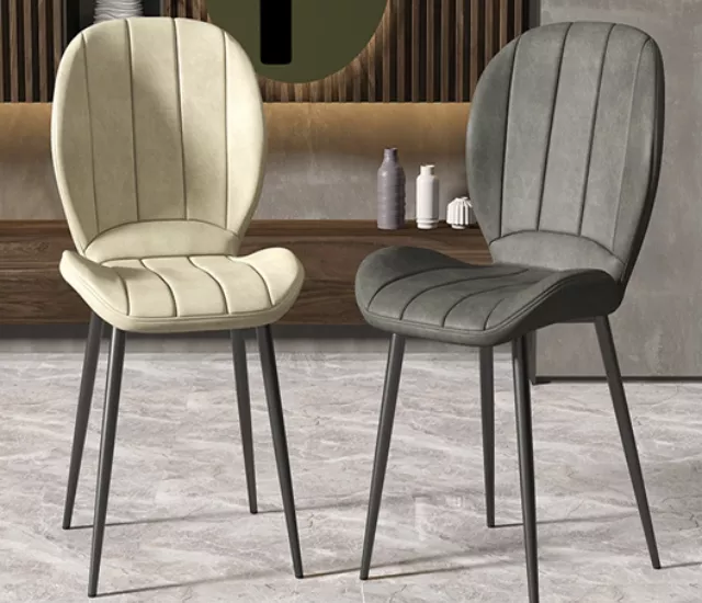 晨霧映影｜斜紋皮革餐椅