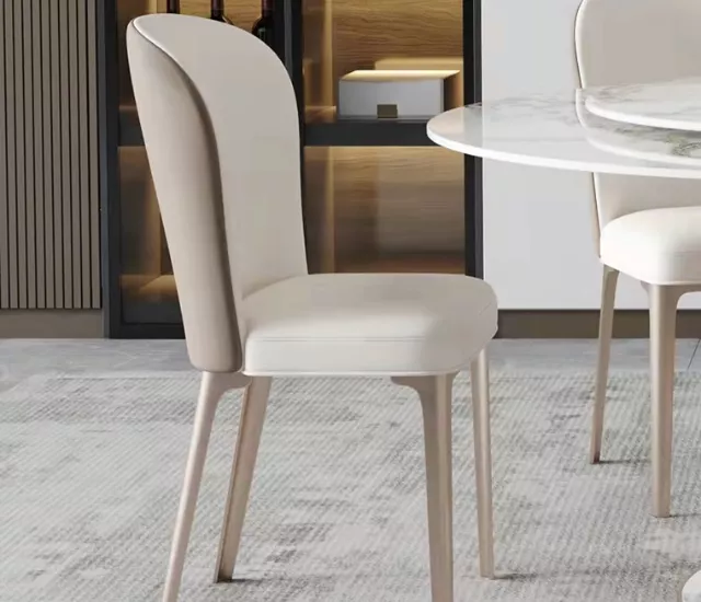 晨光之椅｜簡約弧背皮革餐椅