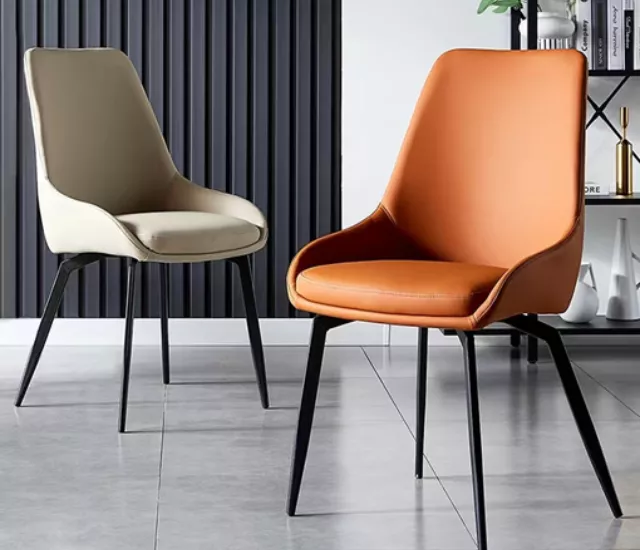 暮橘日常｜撞色皮革簡約餐椅