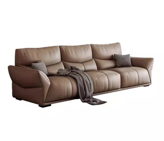 暖岩茶境｜復古橘棕科技布五人沙發