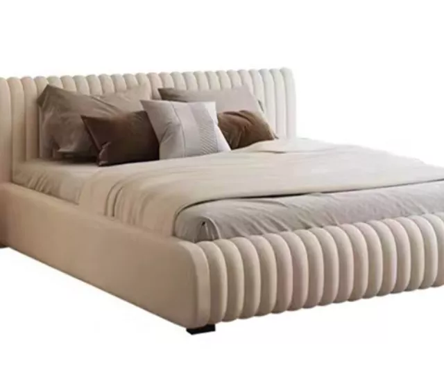 奶酥條紋｜真皮矮背床架