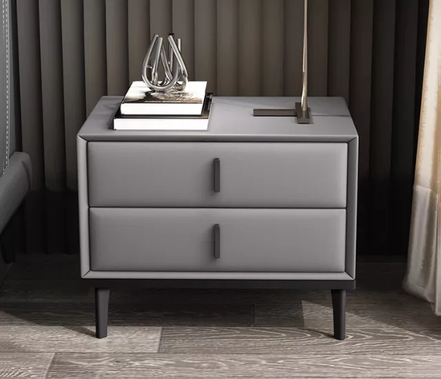 霧灰西皮 × 鋼架｜床頭櫃