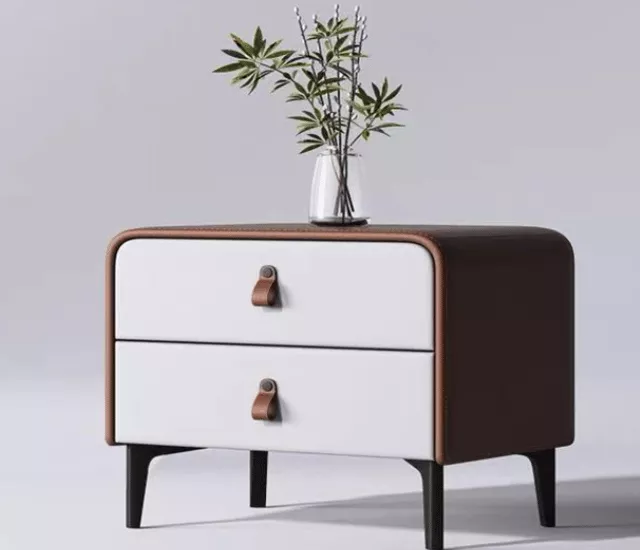 咖白拼接 × 西皮圓角｜床頭櫃