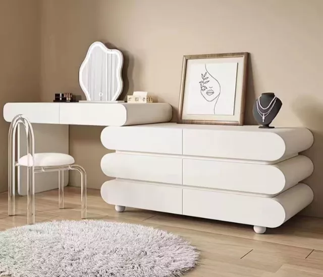 雲朵圓弧妝台組（妝台＋收納櫃＋椅子）