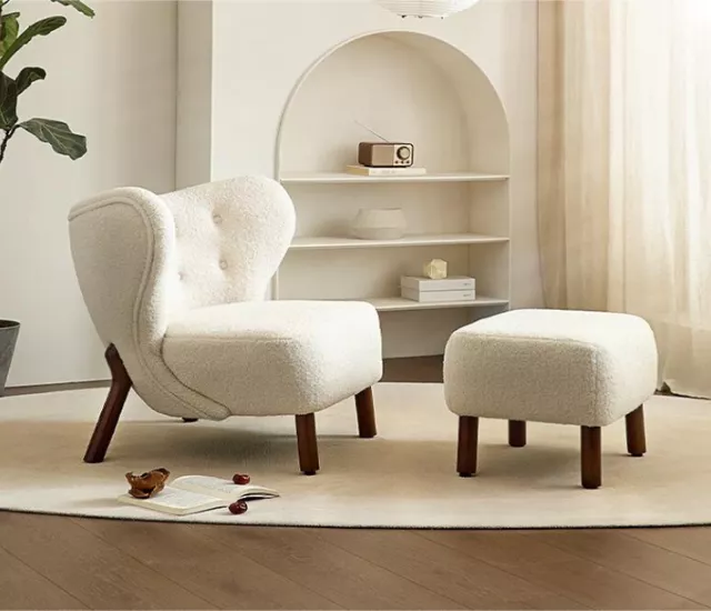 羊羔絨溫潤休憩單椅組（單椅＋腳凳）