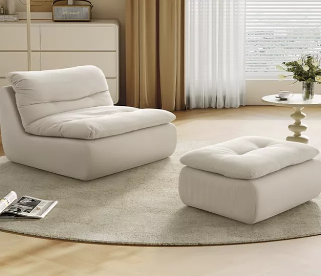 慵懶雲朵感單椅組（單椅＋腳凳）