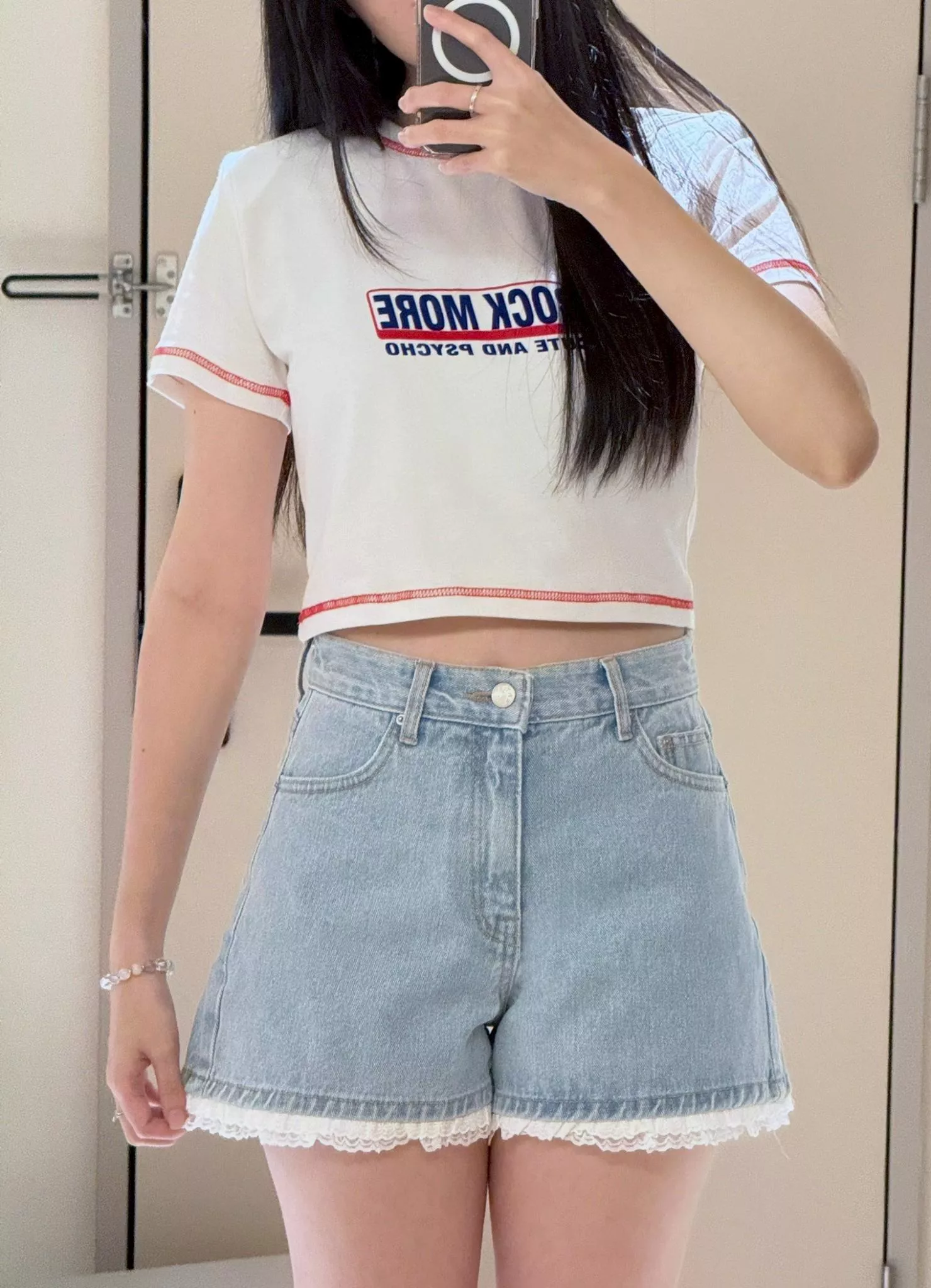 Rock More! 短袖短版上衣 ( 帶墊肩 )