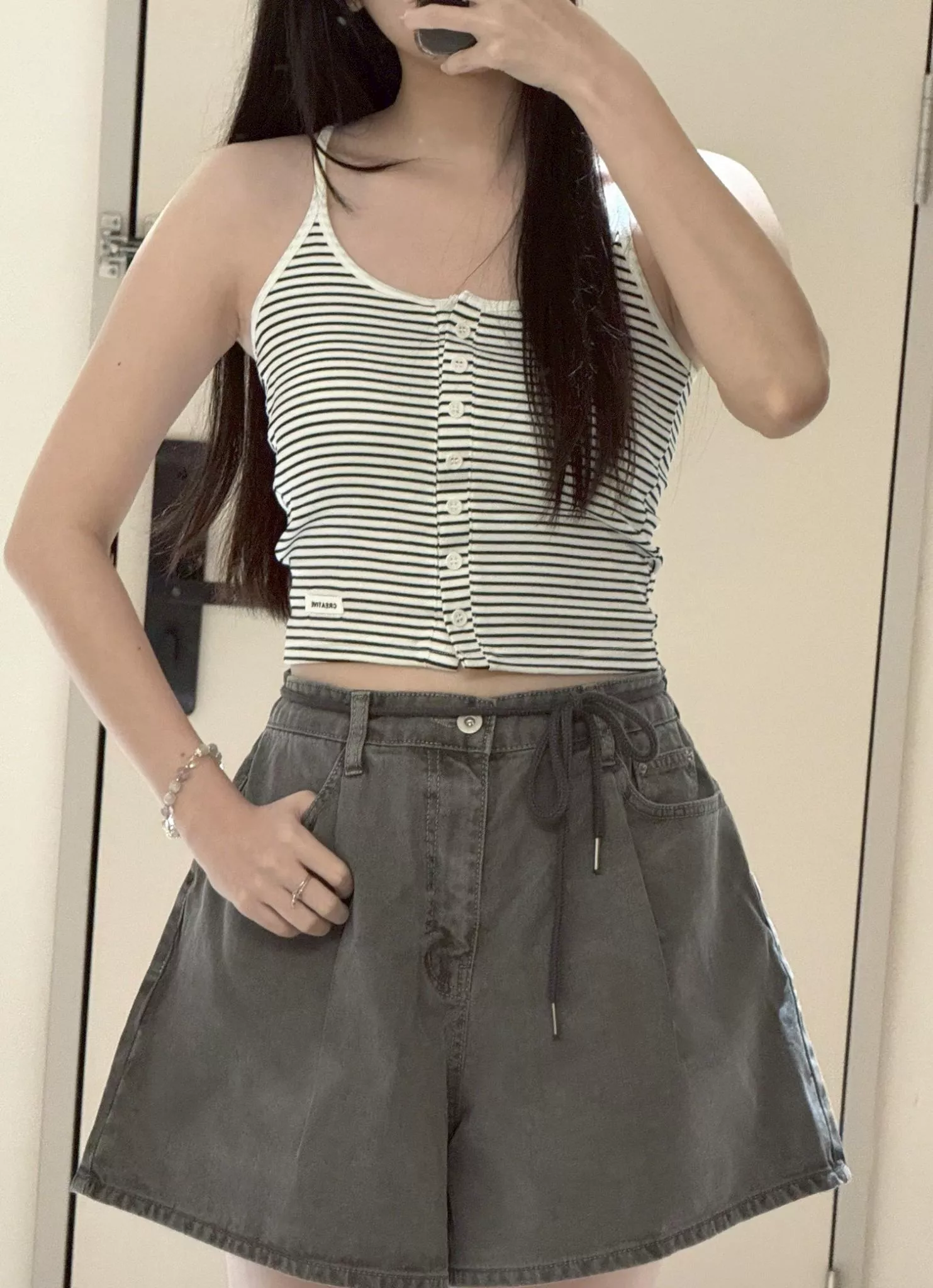 排釦橫條紋小可愛