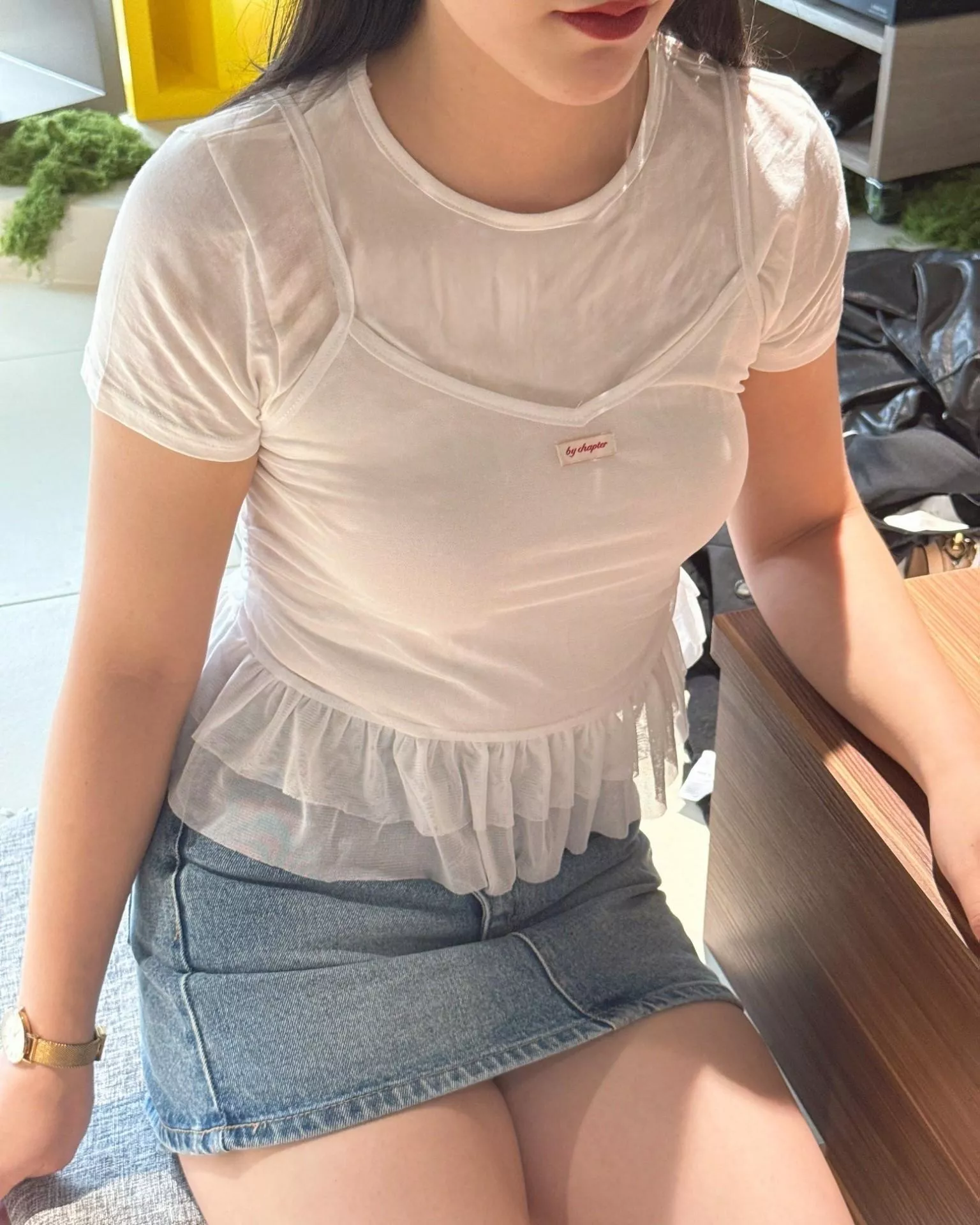 小蛋糕衣襬套裝 ( 含純白色短袖上衣 )