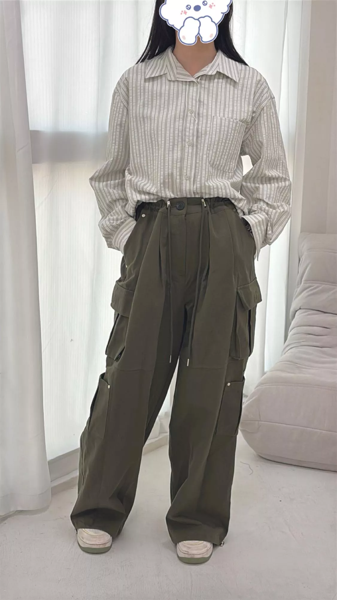 鬆緊束帶工裝長褲(預購)