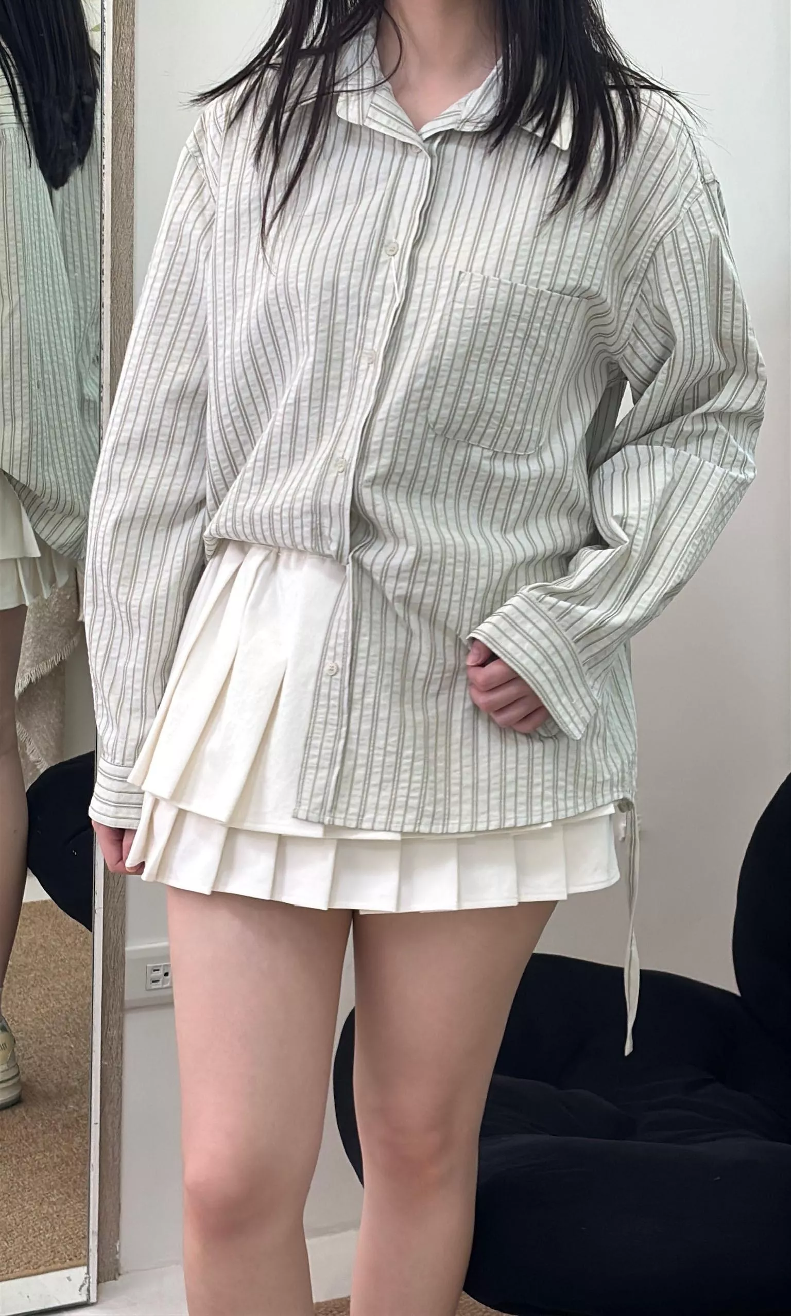 高級感條紋綁帶襯衫(預購)