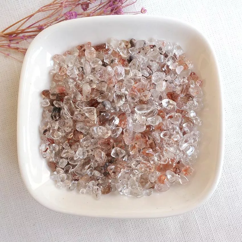 紅膠花水晶碎石3-5mm 紅色系碎石 海底輪碎石