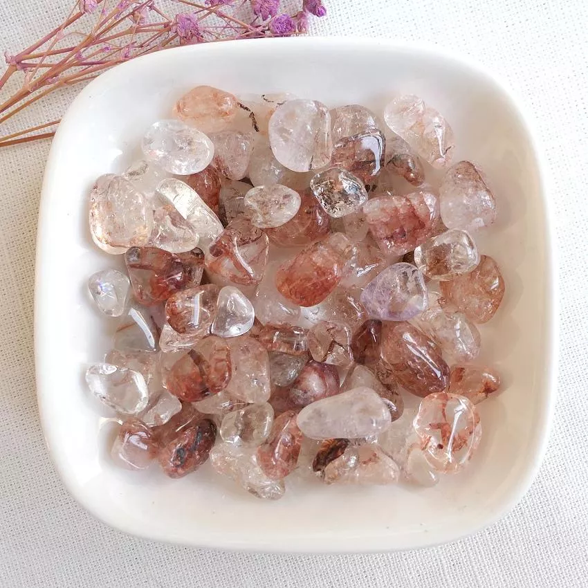 紅膠花水晶碎石8-12mm 紅色系碎石 海底輪碎石