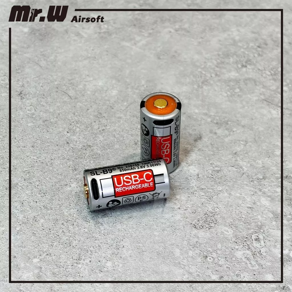 Streamlight SL-B9 USB-C 充電電池 (兩入吊卡裝) 16340 CR123