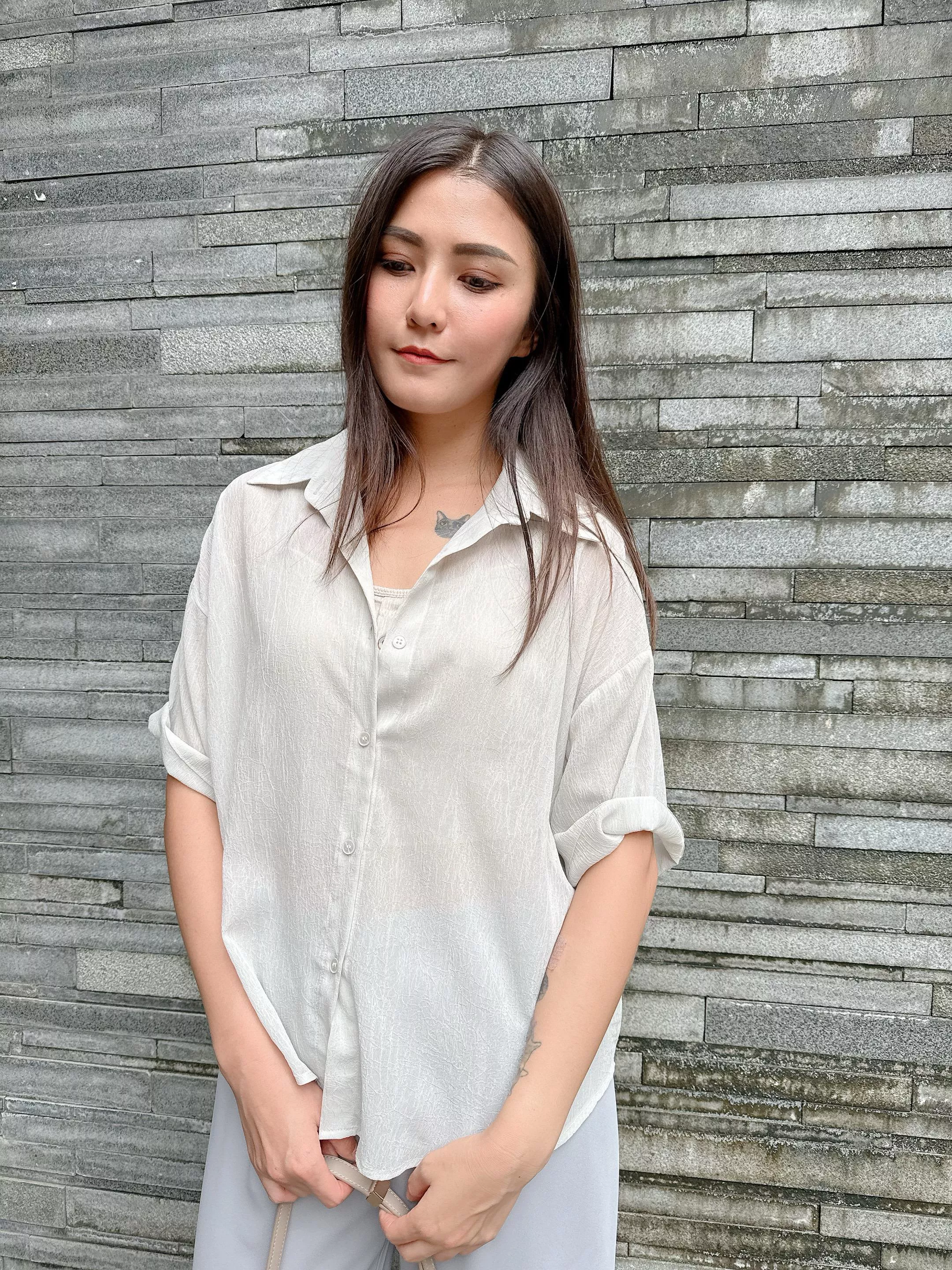 抗皺五分袖襯衫