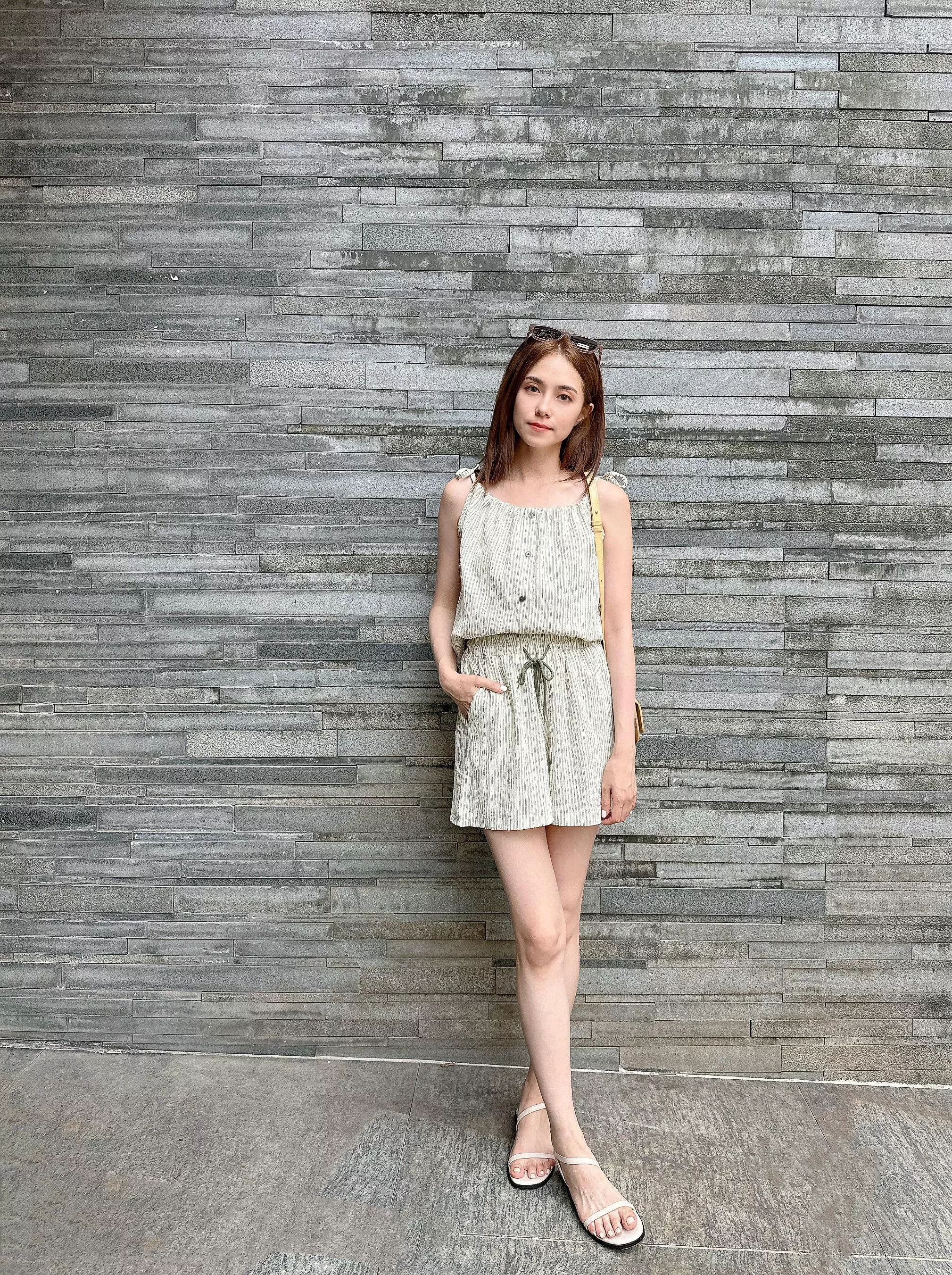 渡假風綁帶細肩Set