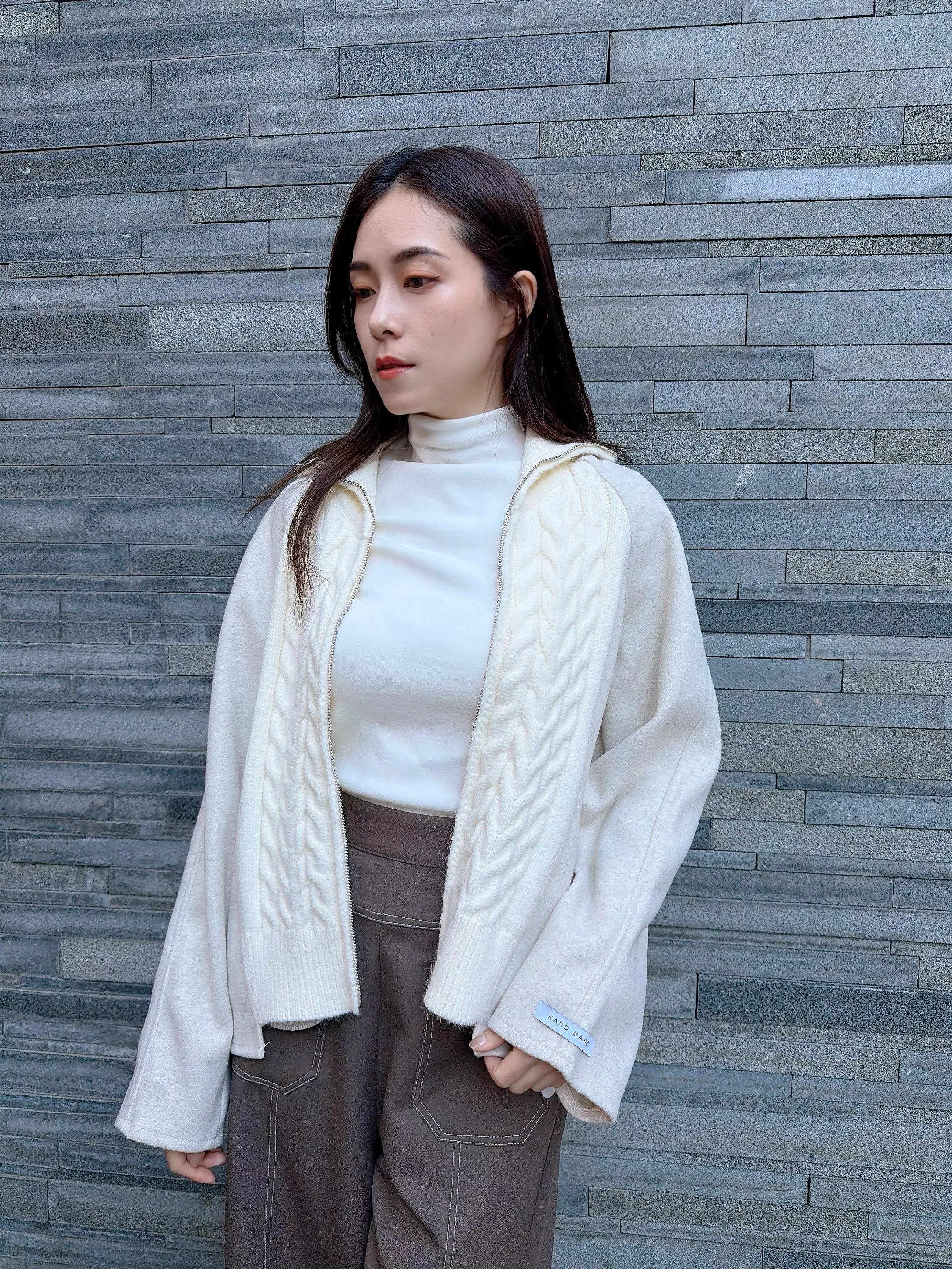 手工拼接針織外套