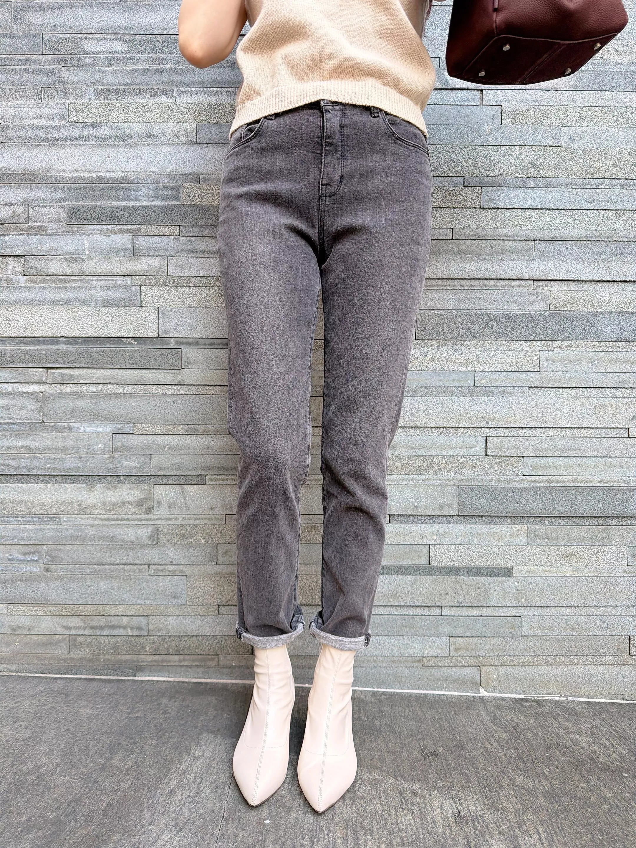 磨毛合身牛仔褲 S號