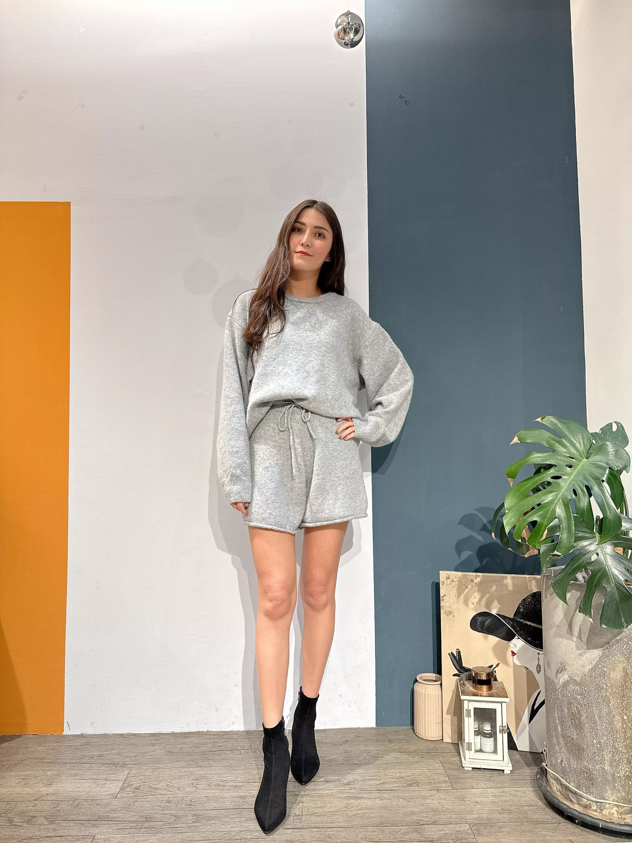 隨性毛衣短褲Set