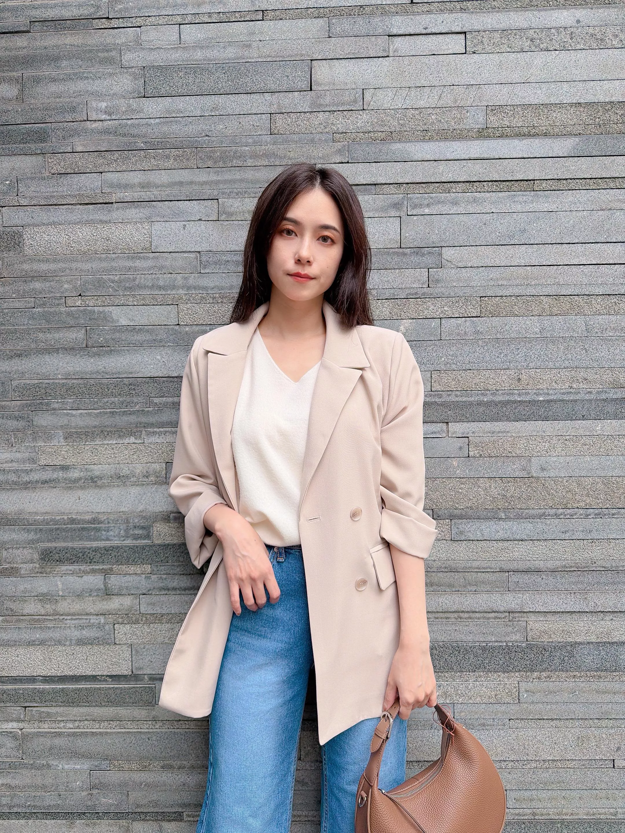 雪紡拼接西裝外套