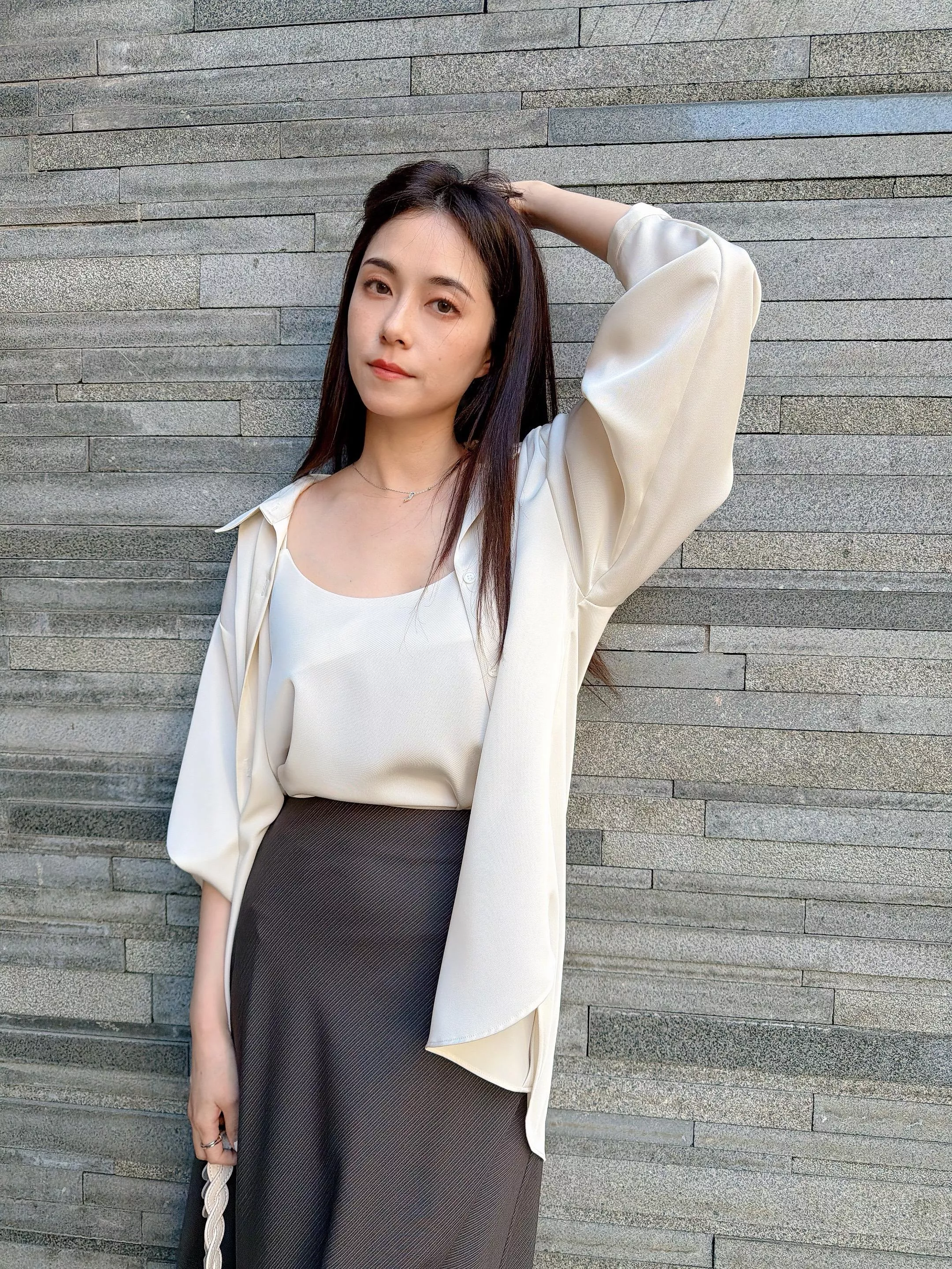 挺料緞面襯衫Set