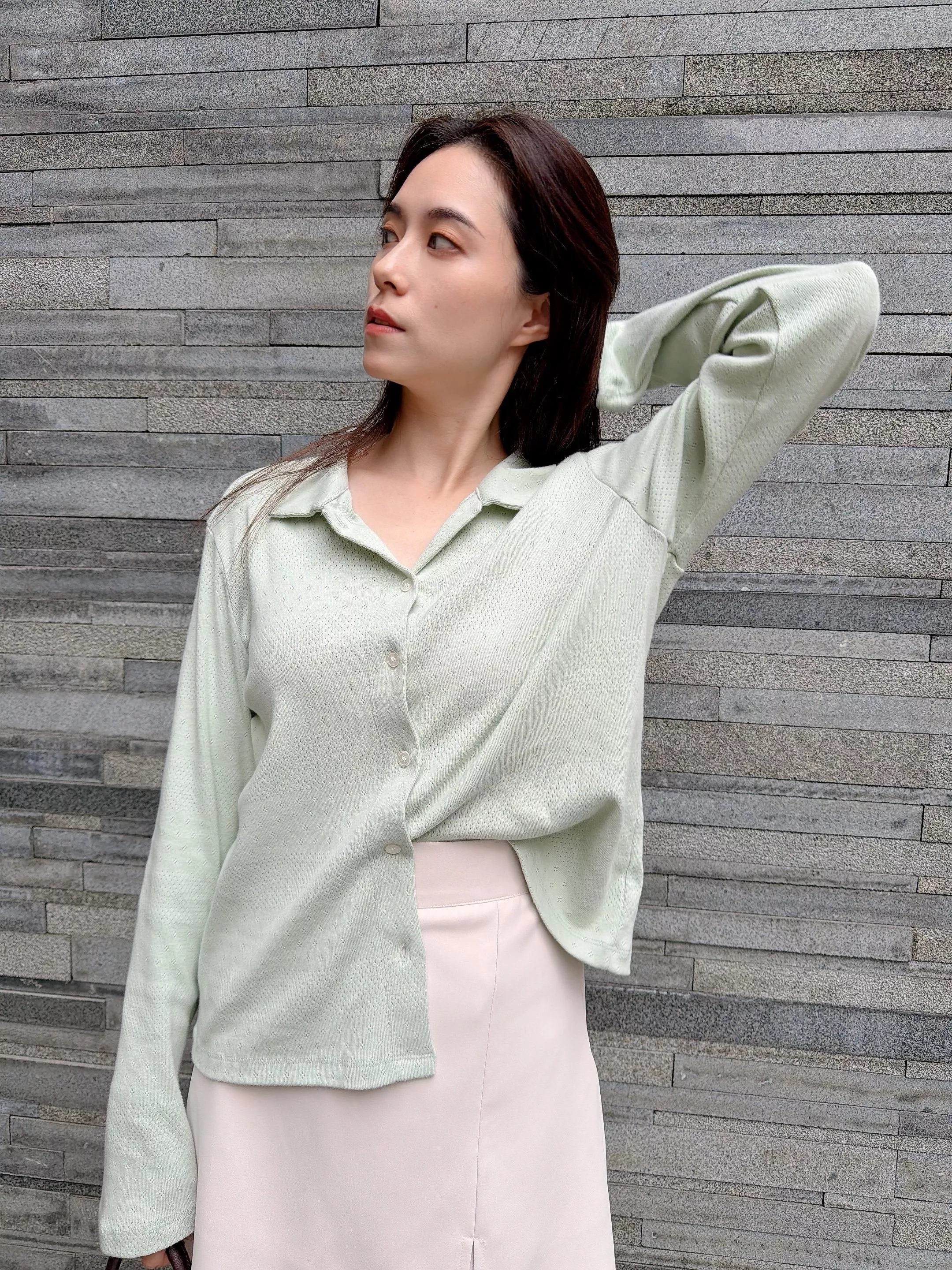 襯衫領棉質上衣