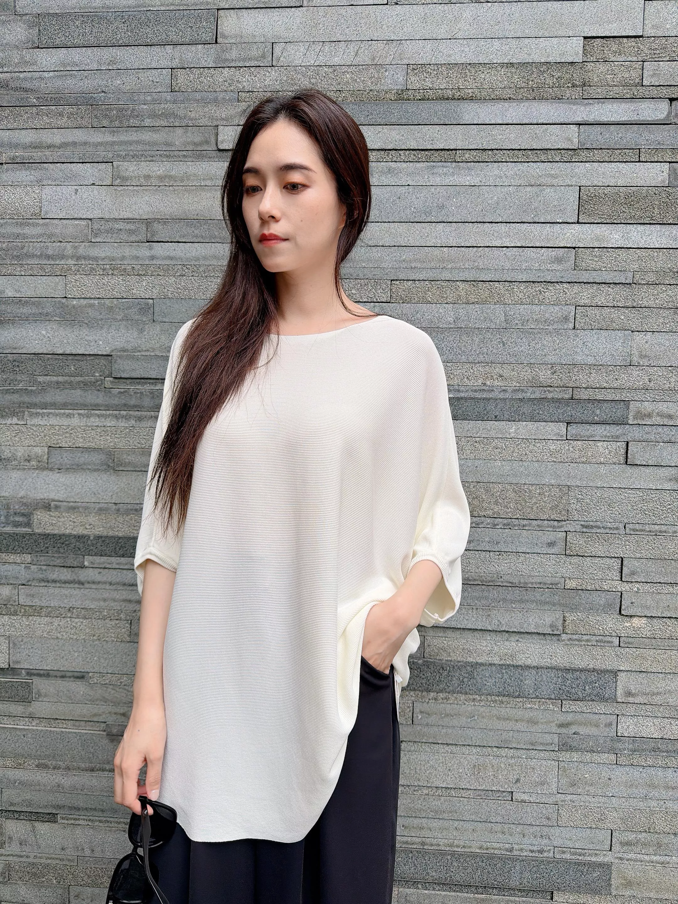 垂墜感針織長版上衣