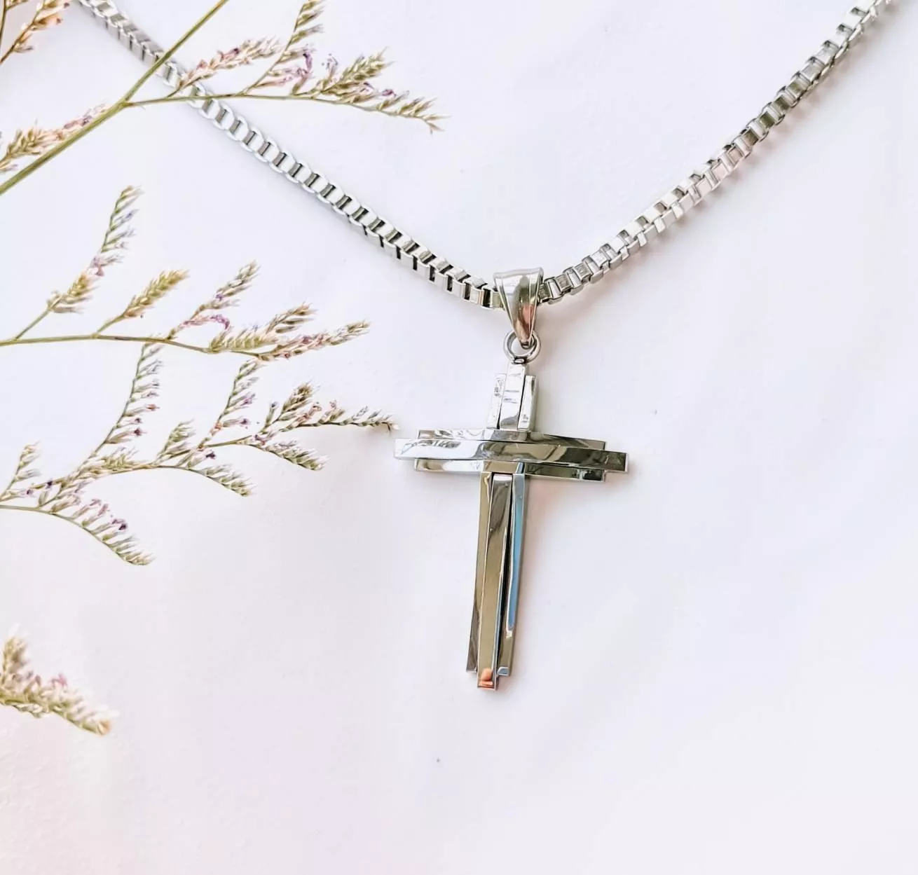 層次-鈦鋼十字項鍊（男）