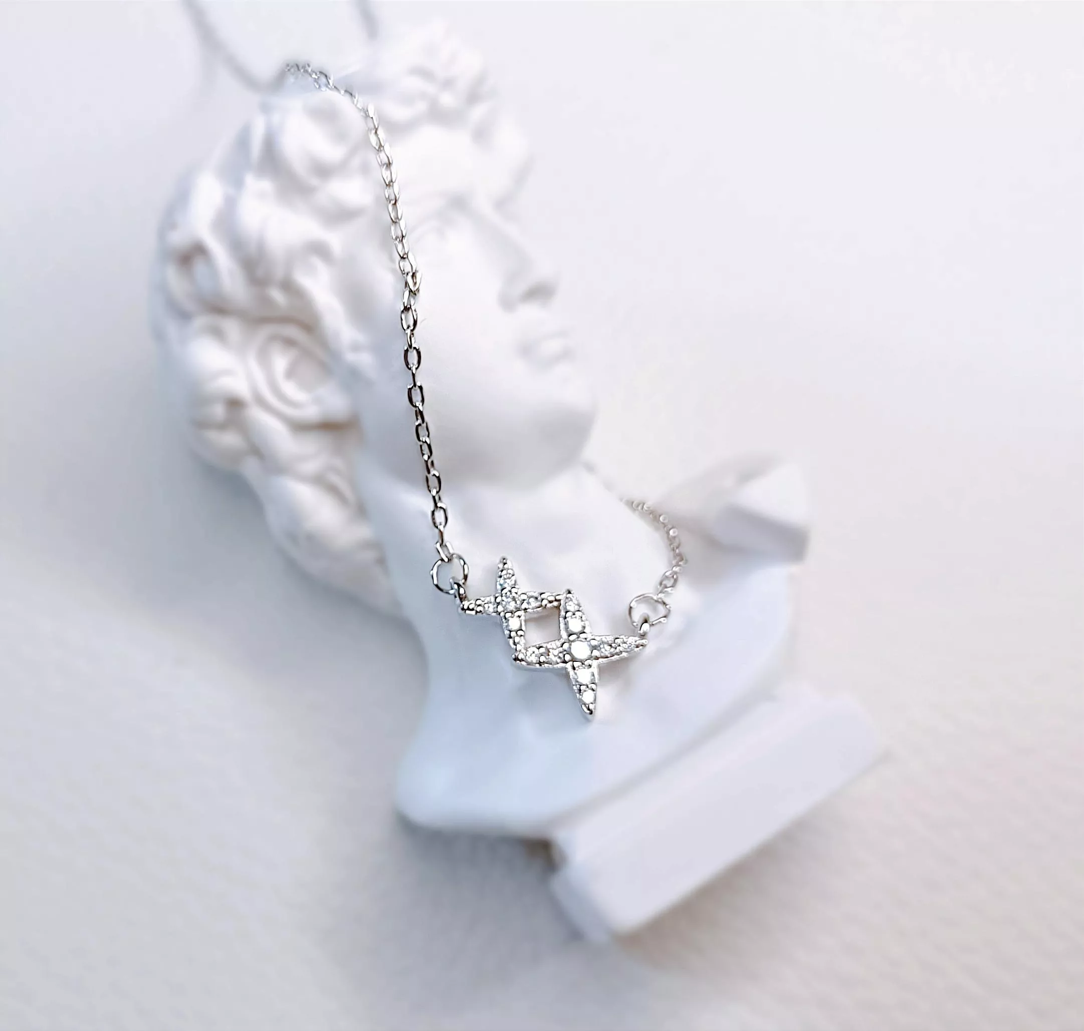 星空-925純銀雙十字架鑲鑽項鍊