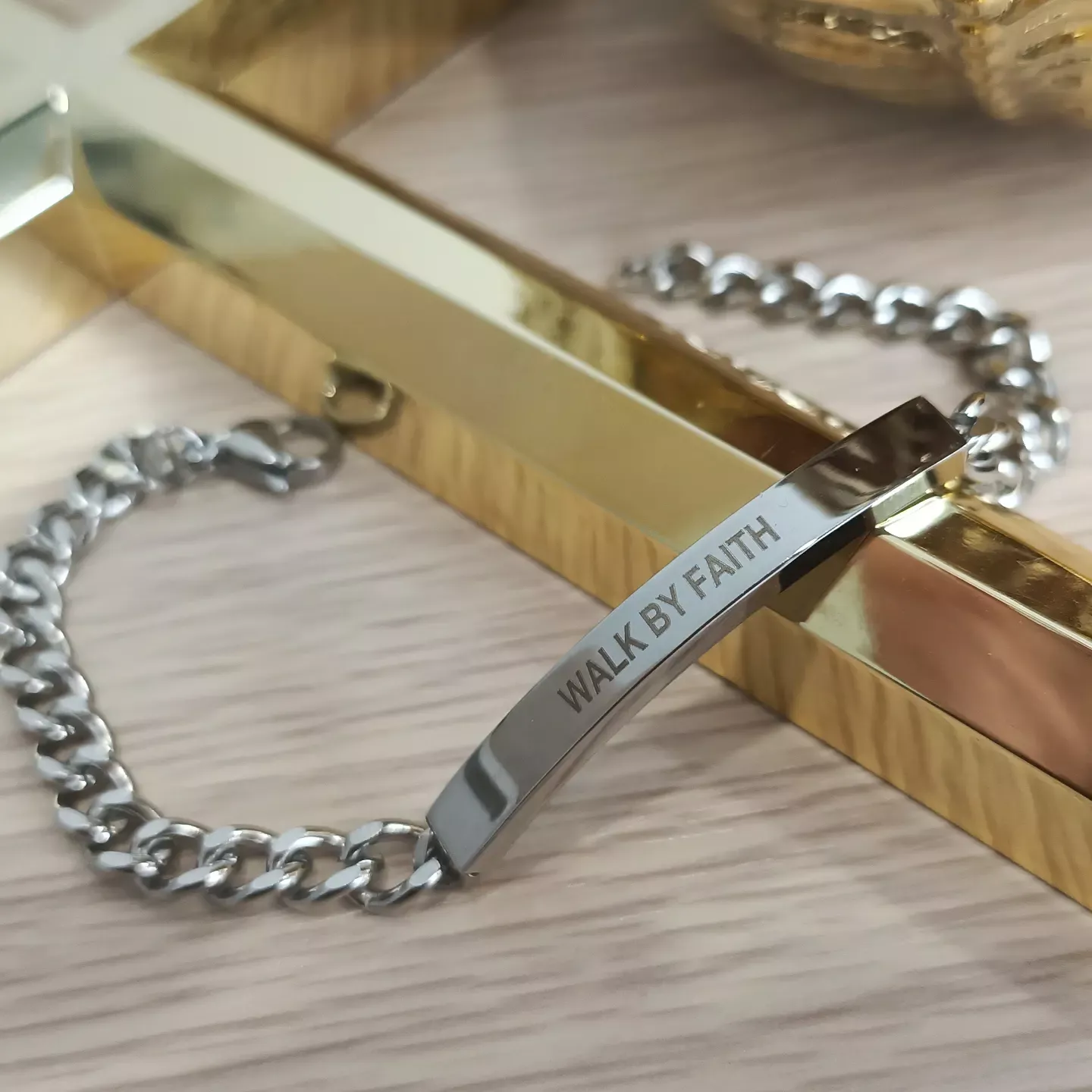 WALK BY FAITH-鈦鋼男女手鍊