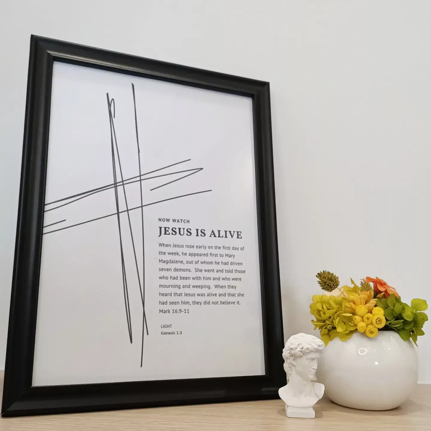 實木十字相框桌畫