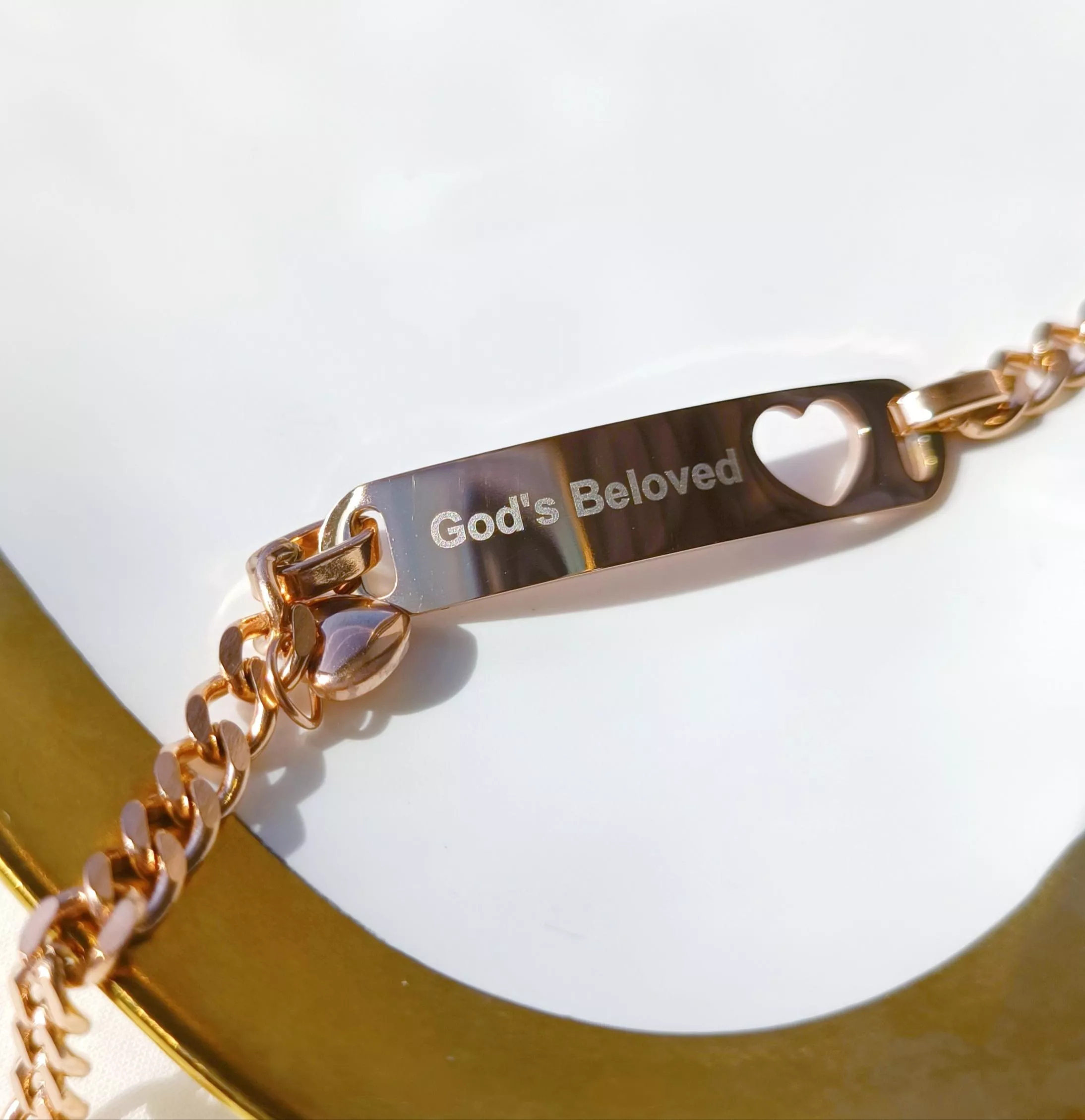 God's beloved-鈦鋼玫瑰金手鍊