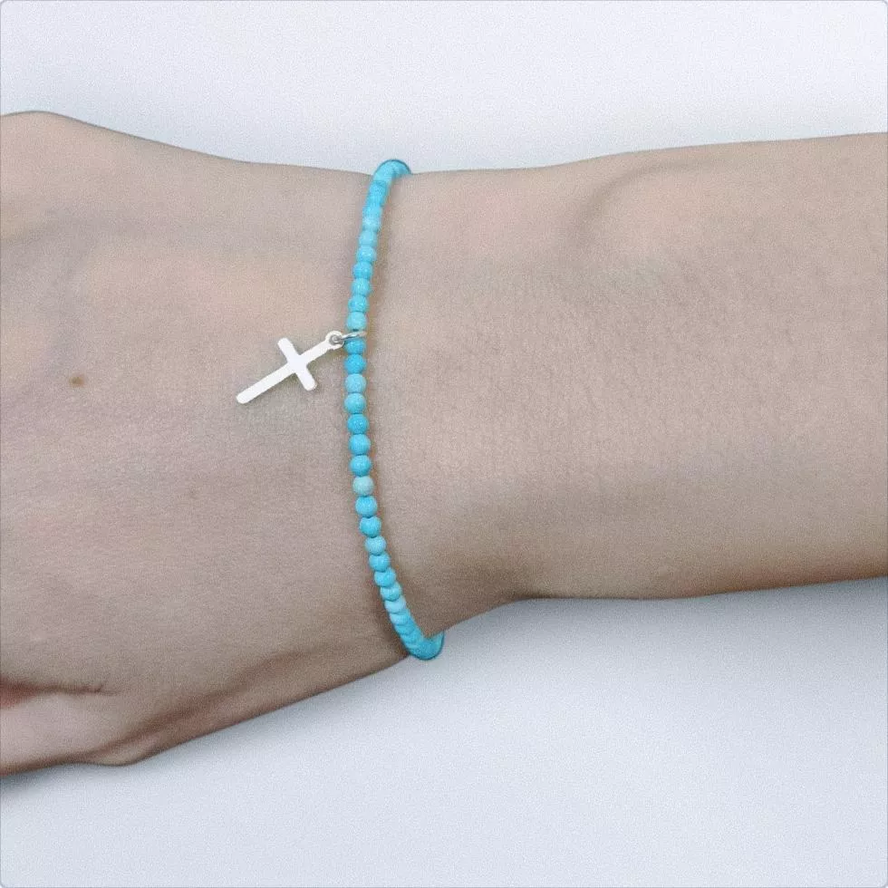 925純銀綠松石十字架手鍊