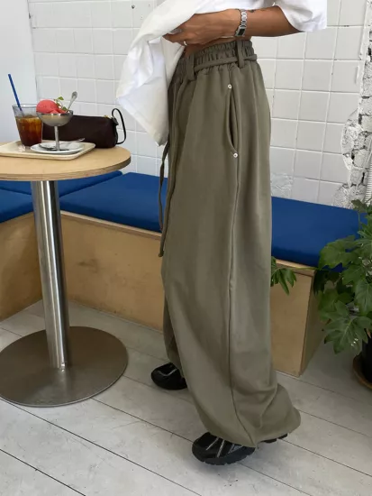 率性街頭繫繩棉長褲